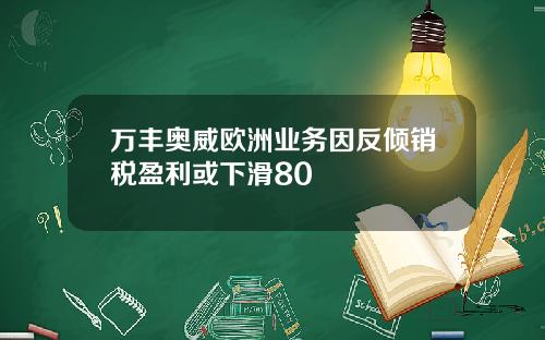 万丰奥威欧洲业务因反倾销税盈利或下滑80