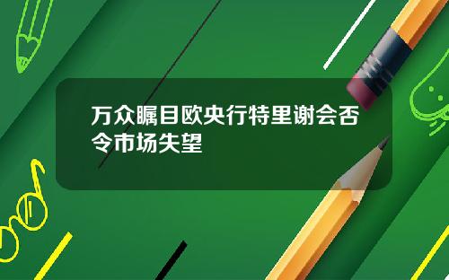 万众瞩目欧央行特里谢会否令市场失望