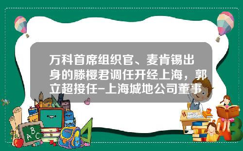 万科首席组织官、麦肯锡出身的滕樱君调任开经上海，郭立超接任-上海城地公司董事名单