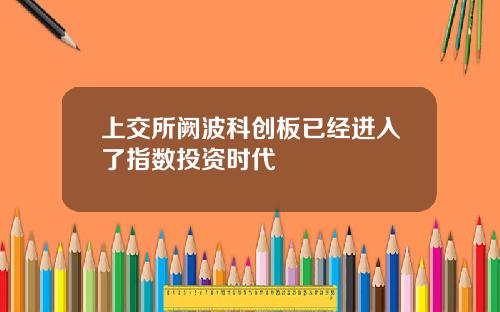 上交所阙波科创板已经进入了指数投资时代