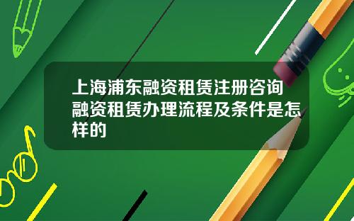 上海浦东融资租赁注册咨询融资租赁办理流程及条件是怎样的