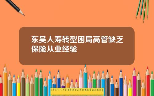 东吴人寿转型困局高管缺乏保险从业经验