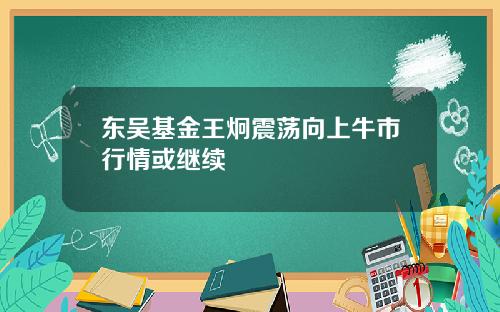 东吴基金王炯震荡向上牛市行情或继续