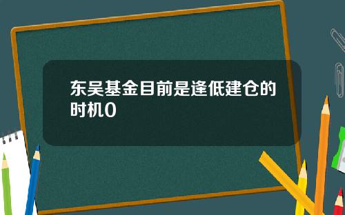 东吴基金目前是逢低建仓的时机0