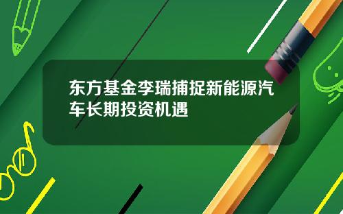 东方基金李瑞捕捉新能源汽车长期投资机遇