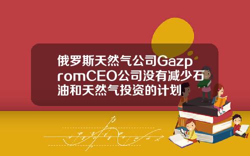 俄罗斯天然气公司GazpromCEO公司没有减少石油和天然气投资的计划