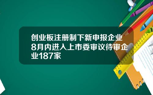 创业板注册制下新申报企业8月内进入上市委审议待审企业187家