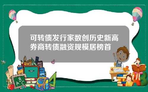 可转债发行家数创历史新高券商转债融资规模居榜首