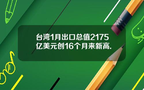 台湾1月出口总值2175亿美元创16个月来新高.