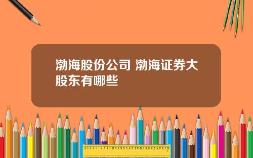 渤海股份公司 渤海证券大股东有哪些