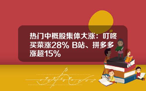 热门中概股集体大涨：叮咚买菜涨28% B站、拼多多涨超15%