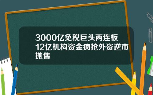 3000亿免税巨头两连板12亿机构资金疯抢外资逆市抛售