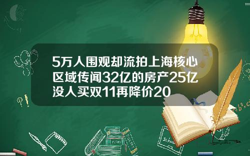 5万人围观却流拍上海核心区域传闻32亿的房产25亿没人买双11再降价20