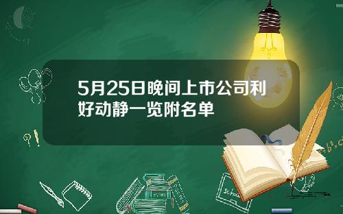 5月25日晚间上市公司利好动静一览附名单