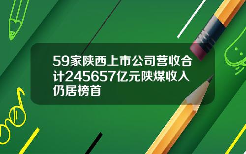 59家陕西上市公司营收合计245657亿元陕煤收入仍居榜首