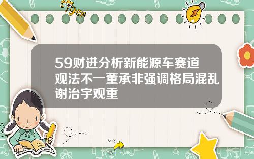 59财进分析新能源车赛道观法不一董承非强调格局混乱谢治宇观重