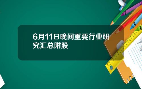 6月11日晚间重要行业研究汇总附股