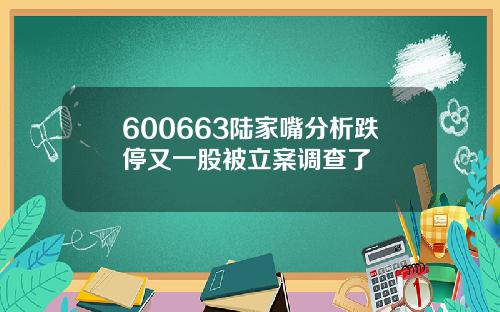 600663陆家嘴分析跌停又一股被立案调查了