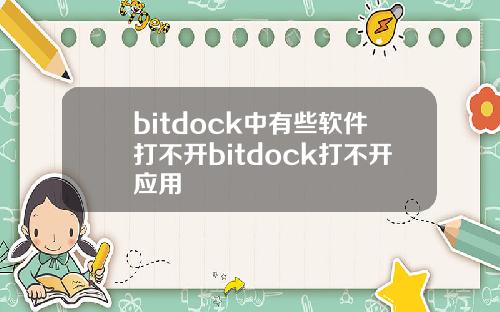 bitdock中有些软件打不开bitdock打不开应用