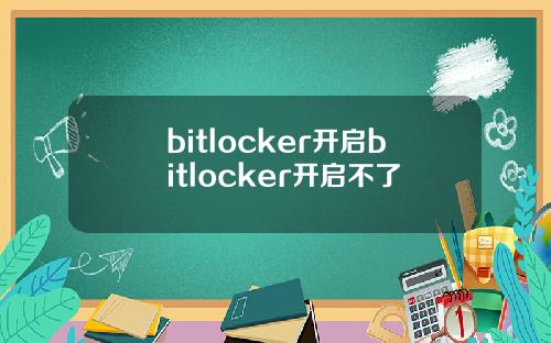 bitlocker开启bitlocker开启不了