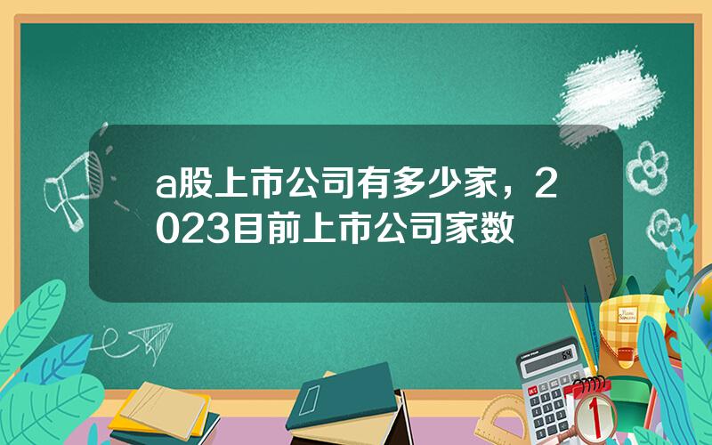 a股上市公司有多少家，2023目前上市公司家数