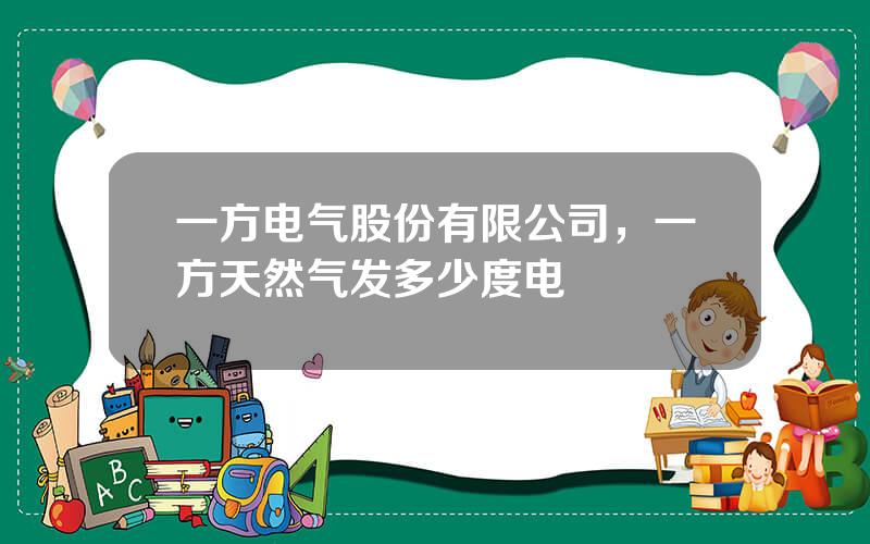 一方电气股份有限公司，一方天然气发多少度电