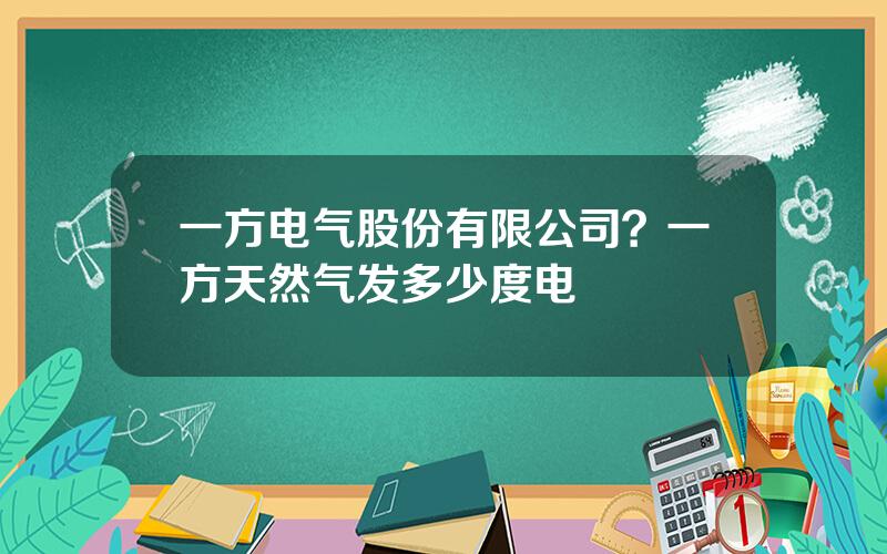 一方电气股份有限公司？一方天然气发多少度电