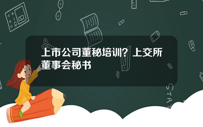 上市公司董秘培训？上交所董事会秘书