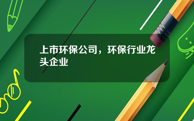 上市环保公司，环保行业龙头企业