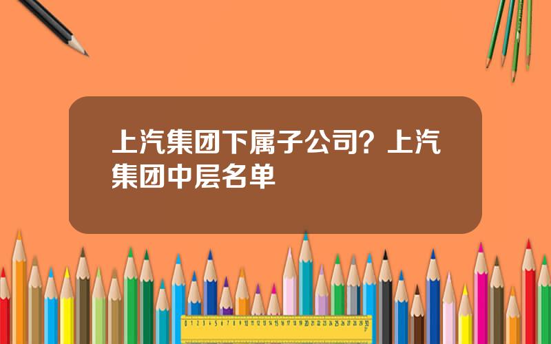 上汽集团下属子公司？上汽集团中层名单