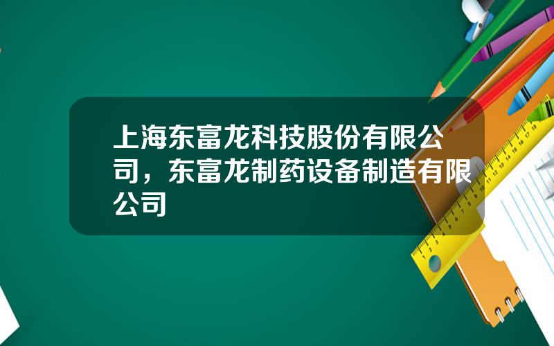 上海东富龙科技股份有限公司，东富龙制药设备制造有限公司