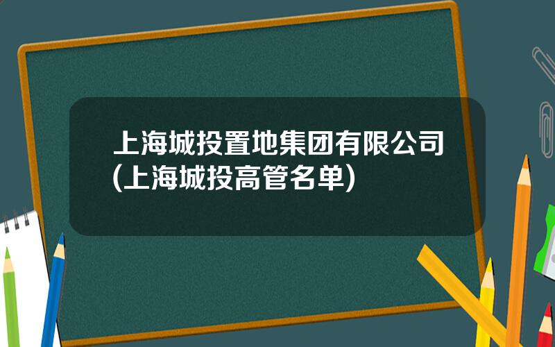 上海城投置地集团有限公司(上海城投高管名单)