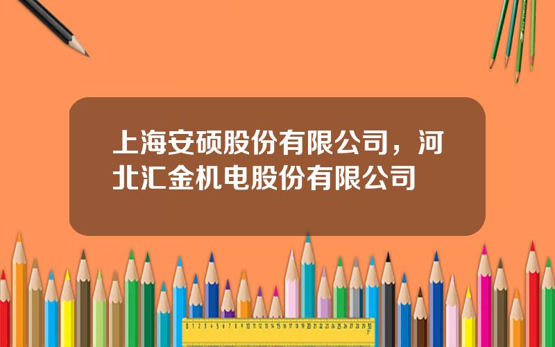 上海安硕股份有限公司，河北汇金机电股份有限公司