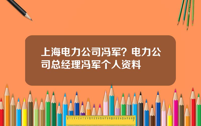 上海电力公司冯军？电力公司总经理冯军个人资料