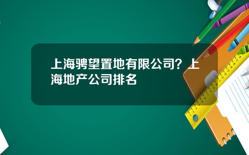 上海骋望置地有限公司？上海地产公司排名