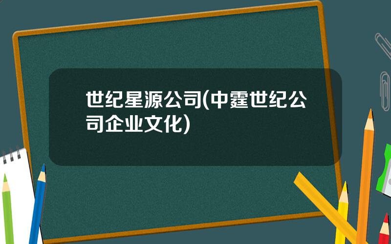 世纪星源公司(中霆世纪公司企业文化)