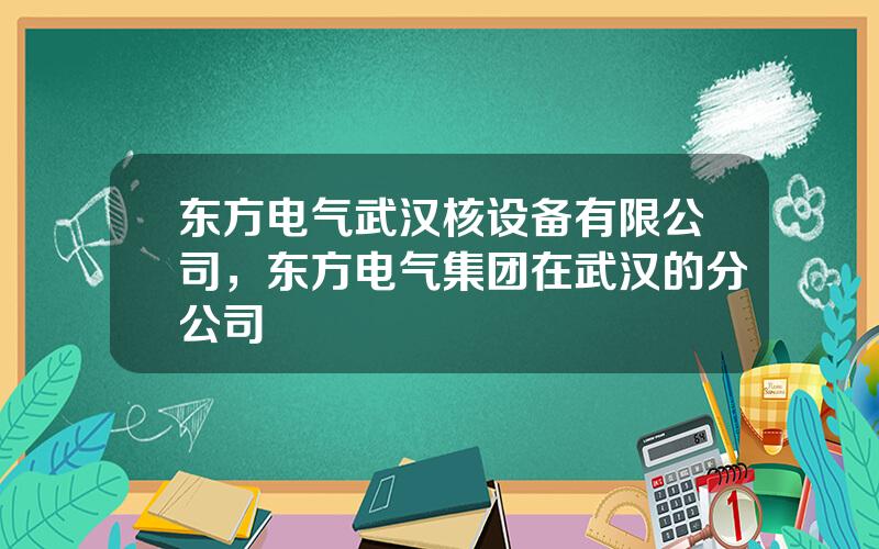 东方电气武汉核设备有限公司，东方电气集团在武汉的分公司