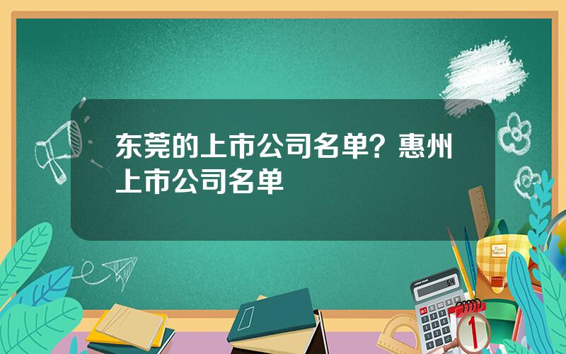 东莞的上市公司名单？惠州上市公司名单