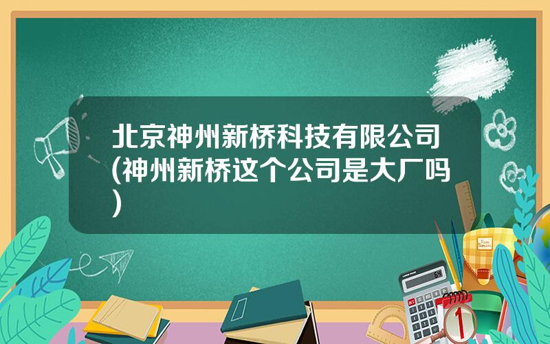 北京神州新桥科技有限公司(神州新桥这个公司是大厂吗)