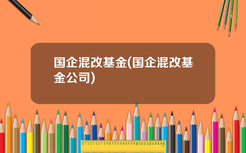 国企混改基金(国企混改基金公司)