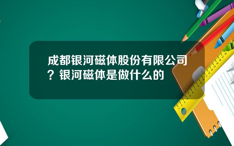 成都银河磁体股份有限公司？银河磁体是做什么的