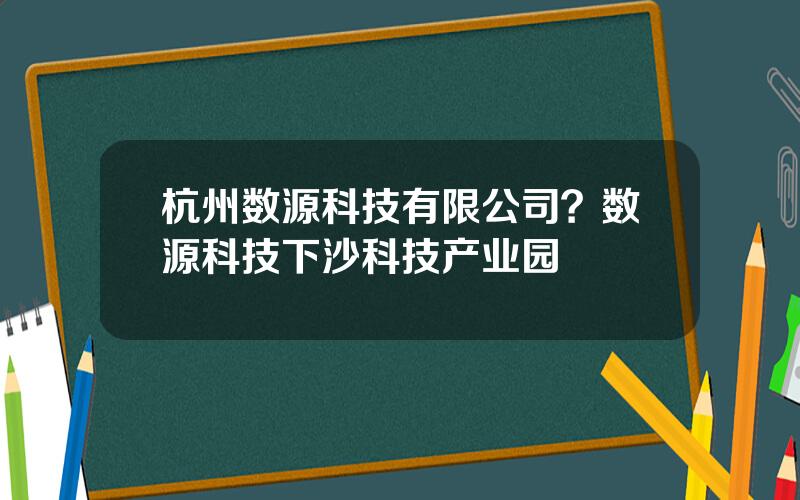 杭州数源科技有限公司？数源科技下沙科技产业园