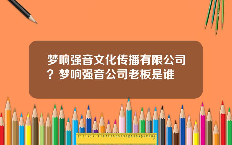 梦响强音文化传播有限公司？梦响强音公司老板是谁