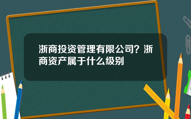 浙商投资管理有限公司？浙商资产属于什么级别