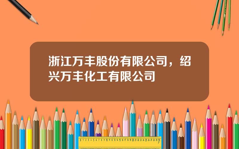 浙江万丰股份有限公司，绍兴万丰化工有限公司