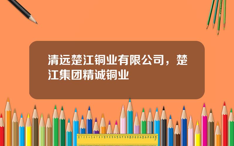 清远楚江铜业有限公司，楚江集团精诚铜业